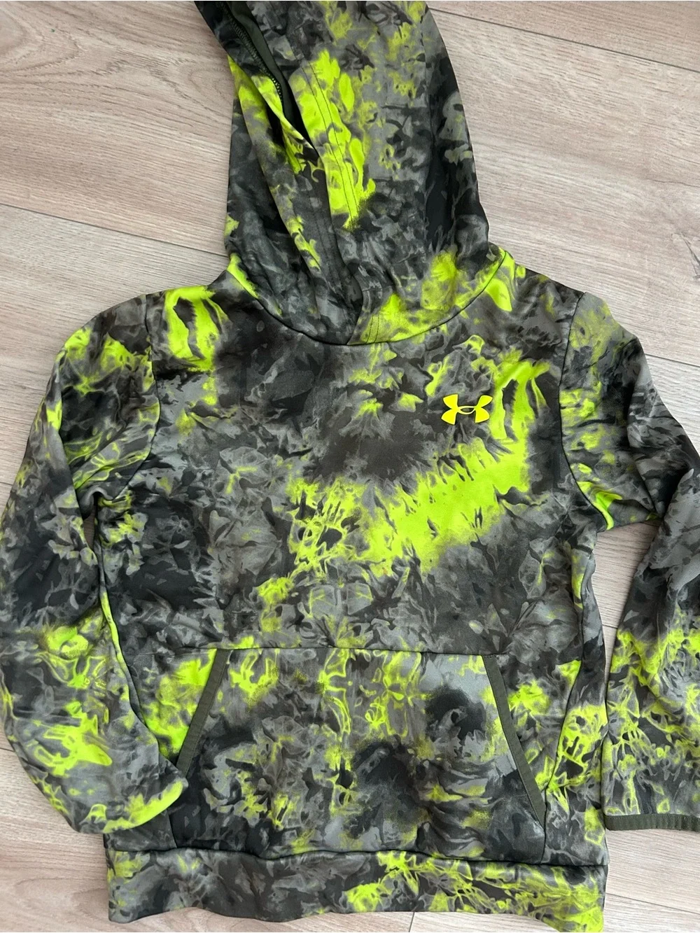 Under Armour Black and Neon Yellow Camo Pullover Hoodie - Picture 2 of 3